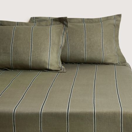 Abbotson Stripe King Fitted Sheet - 40Cm in Thyme
